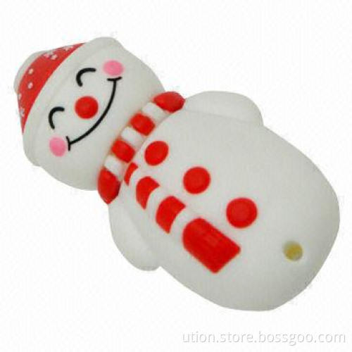 Snowman USB Flash Stick with 1 to 32GB Memory Capacity, Free Printing and Package